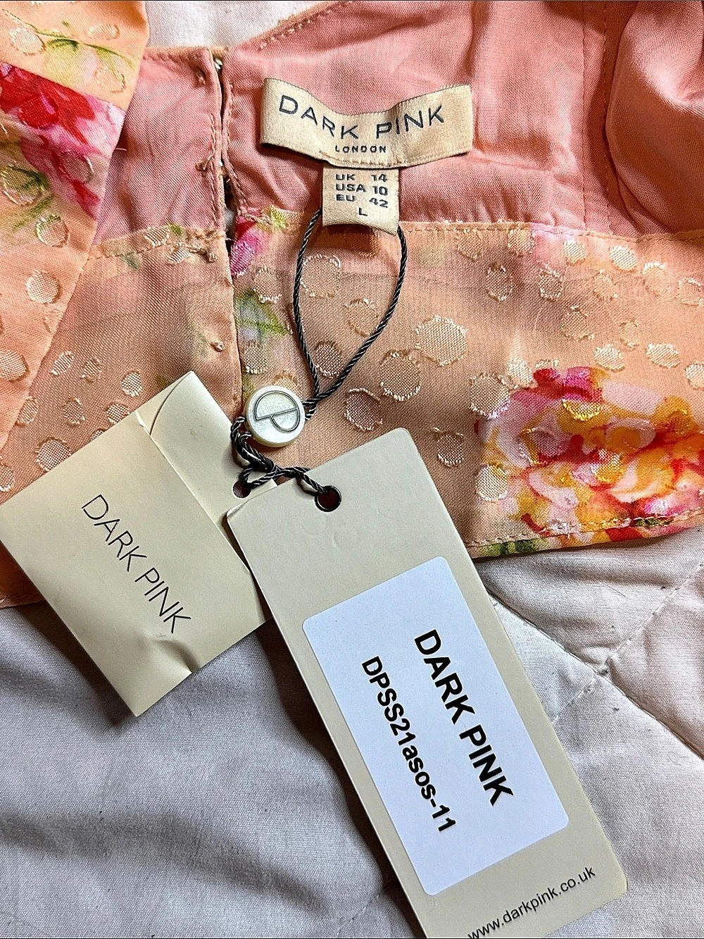 Dark Pink , Peach Floral crop top - Picture 3 of 9